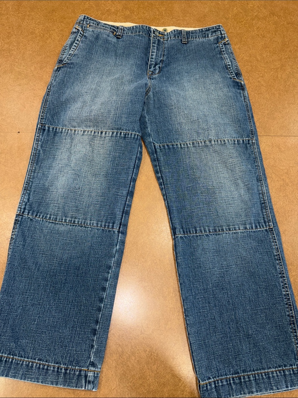 Vintage L.L. Bean Double Knee Utility Men's Faded Blue Bootcut Jeans • 38/30